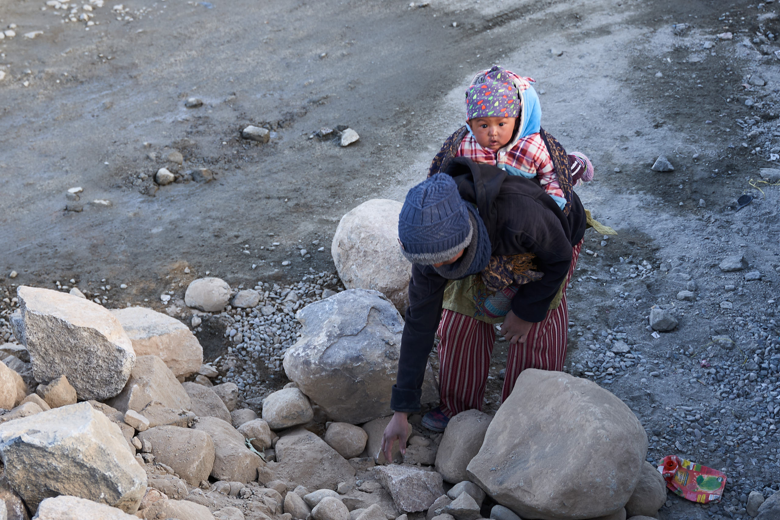 A Nepalese Female Migrant Builds Road in India